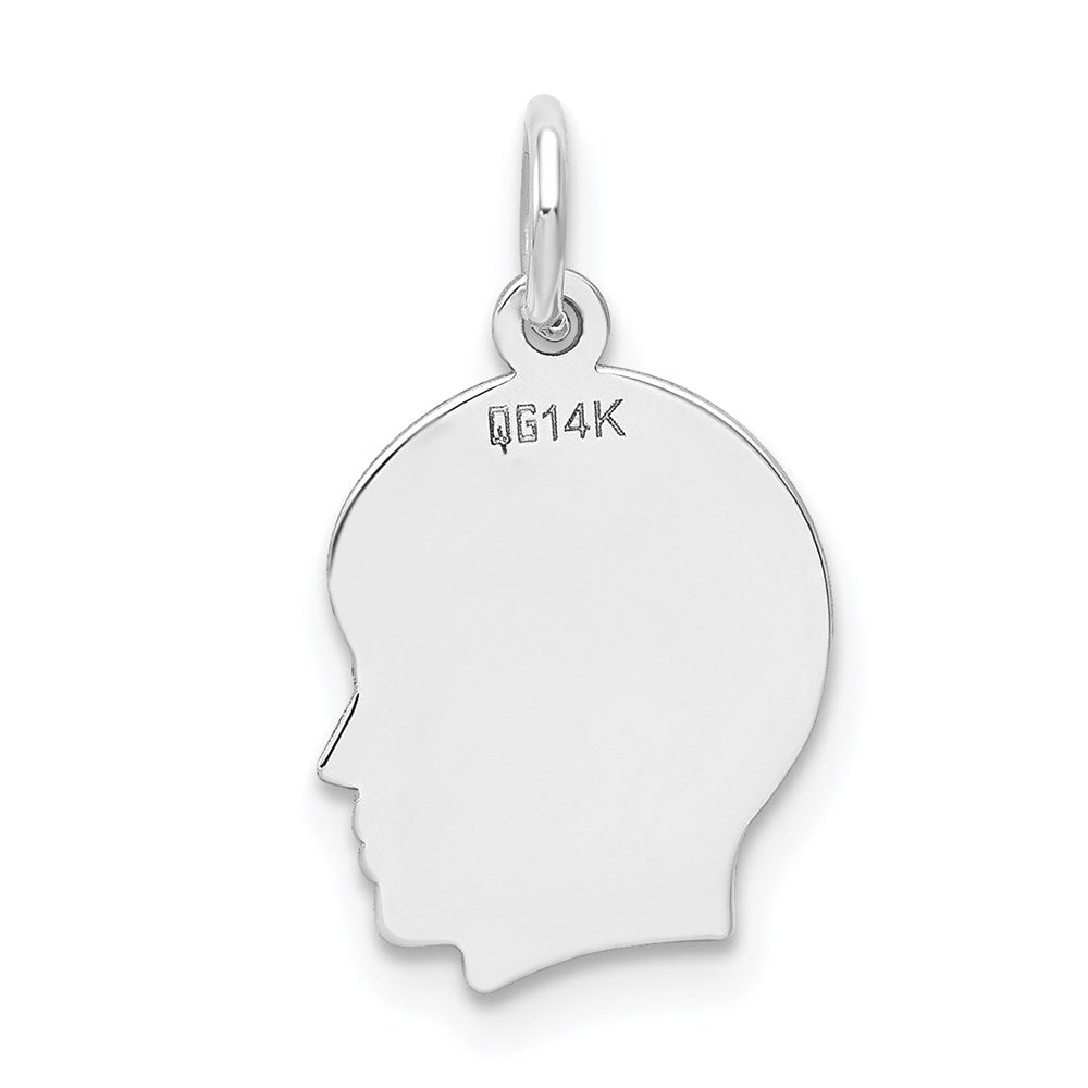 FJC Finejewelers 14 kt White Gold Personalized White Plain Small.018 Depth Facing Right Engravable Boy Charm 18 x 10 mm
