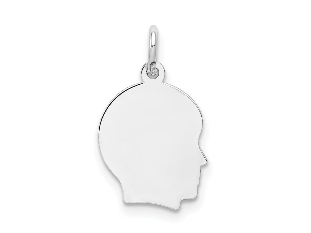 FJC Finejewelers 14 kt White Gold Personalized White Plain Small.018 Depth Facing Right Engravable Boy Charm 18 x 10 mm