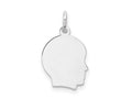 FJC Finejewelers 14 kt White Gold Personalized White Plain Small.018 Depth Facing Right Engravable Boy Charm 18 x 10 mm