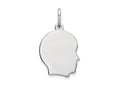 FJC Finejewelers 14 kt White Gold Personalized White Plain Small.027 Depth Facing Right Engravable Boy Charm 18 x 10 mm