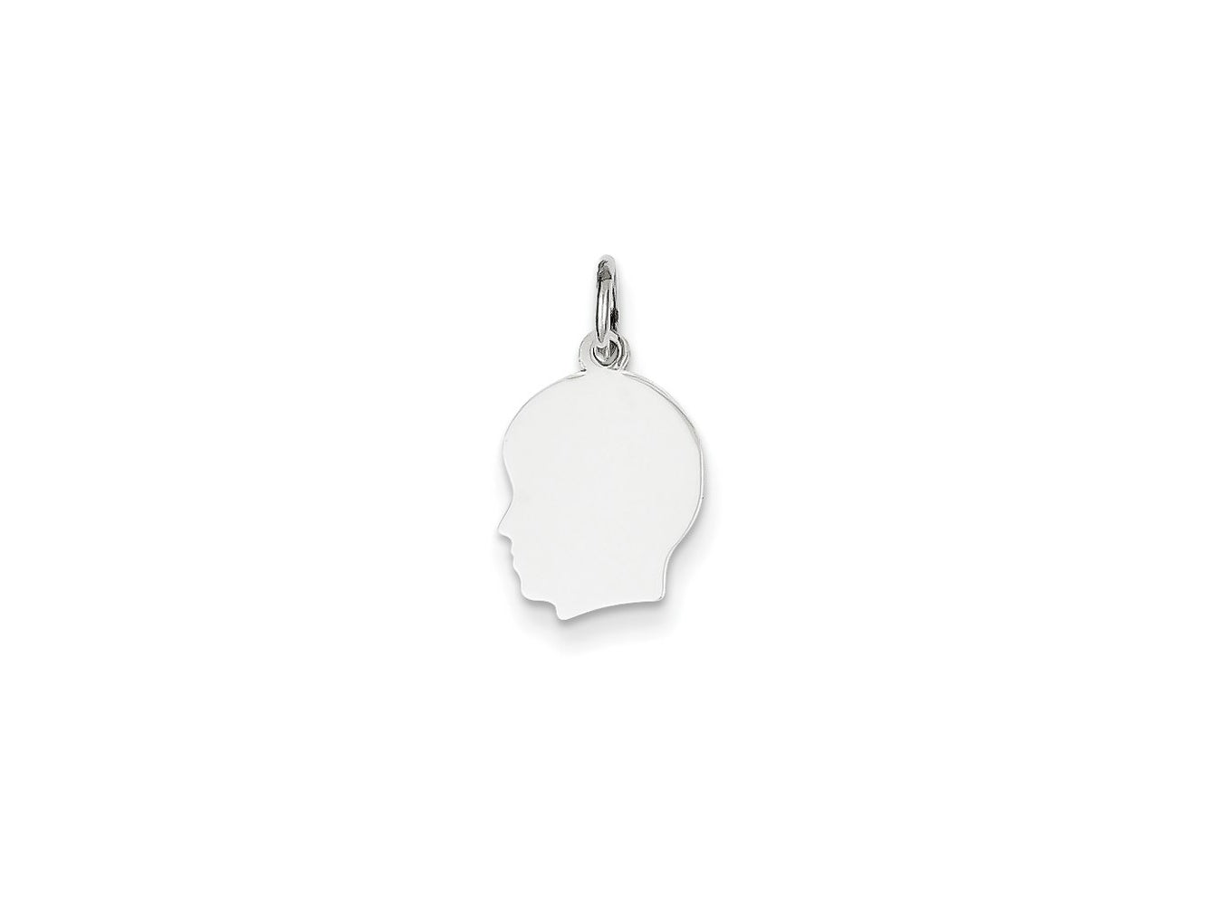 FJC Finejewelers 14 kt White Gold Personalized White Plain Small.011 Depth Facing Left Engravable Boy Charm 18 x 10 mm