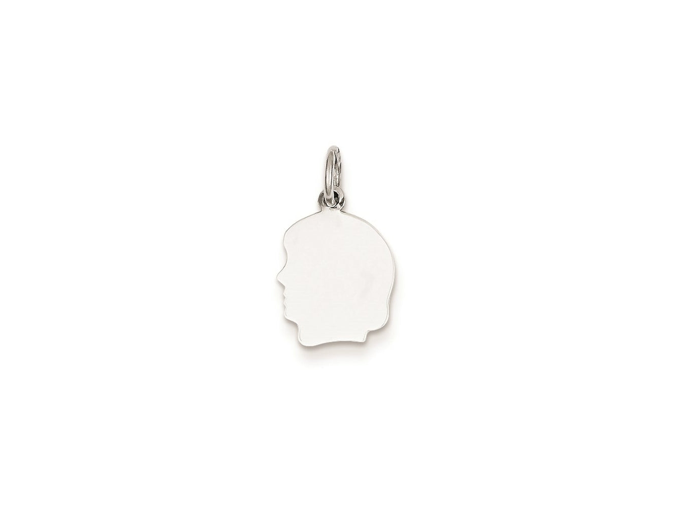 FJC Finejewelers 14 kt White Gold Personalized White Plain Small.013 Depth Facing Left Engravable Girl Charm 18 x 10 mm