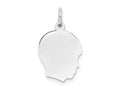 FJC Finejewelers 14 kt White Gold Personalized White Plain Medium.018 Depth Facing Right Engravable Boy Charm 22 x 13 mm