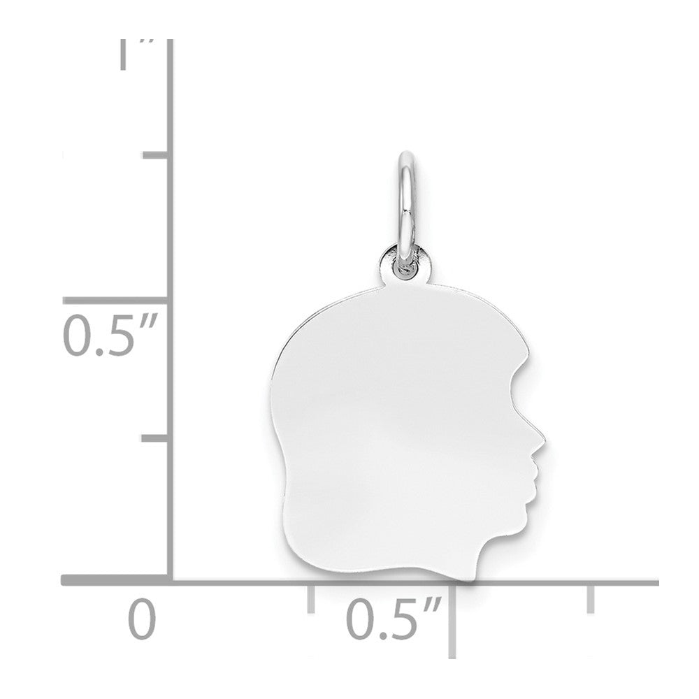 FJC Finejewelers 14 kt White Gold Personalized White Plain Medium.018 Depth Facing Right Engravable Girl Charm 22 x 13 m