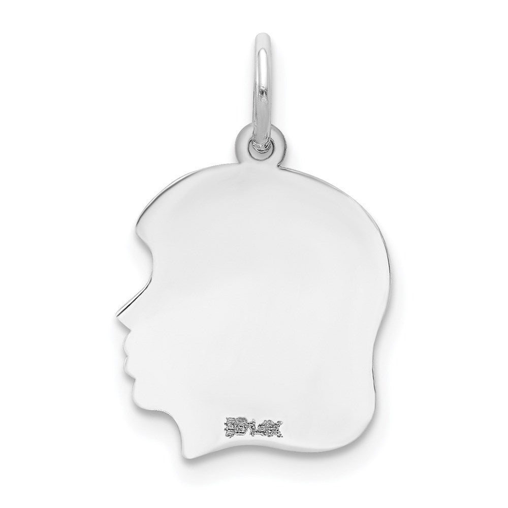 FJC Finejewelers 14 kt White Gold Personalized White Plain Medium.018 Depth Facing Right Engravable Girl Charm 22 x 13 m
