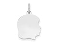 FJC Finejewelers 14 kt White Gold Personalized White Plain Medium.018 Depth Facing Right Engravable Girl Charm 22 x 13 m