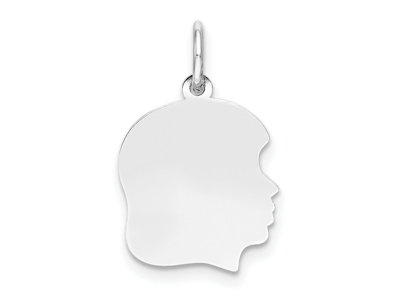 FJC Finejewelers 14 kt White Gold Personalized White Plain Medium.018 Depth Facing Right Engravable Girl Charm 22 x 13 m