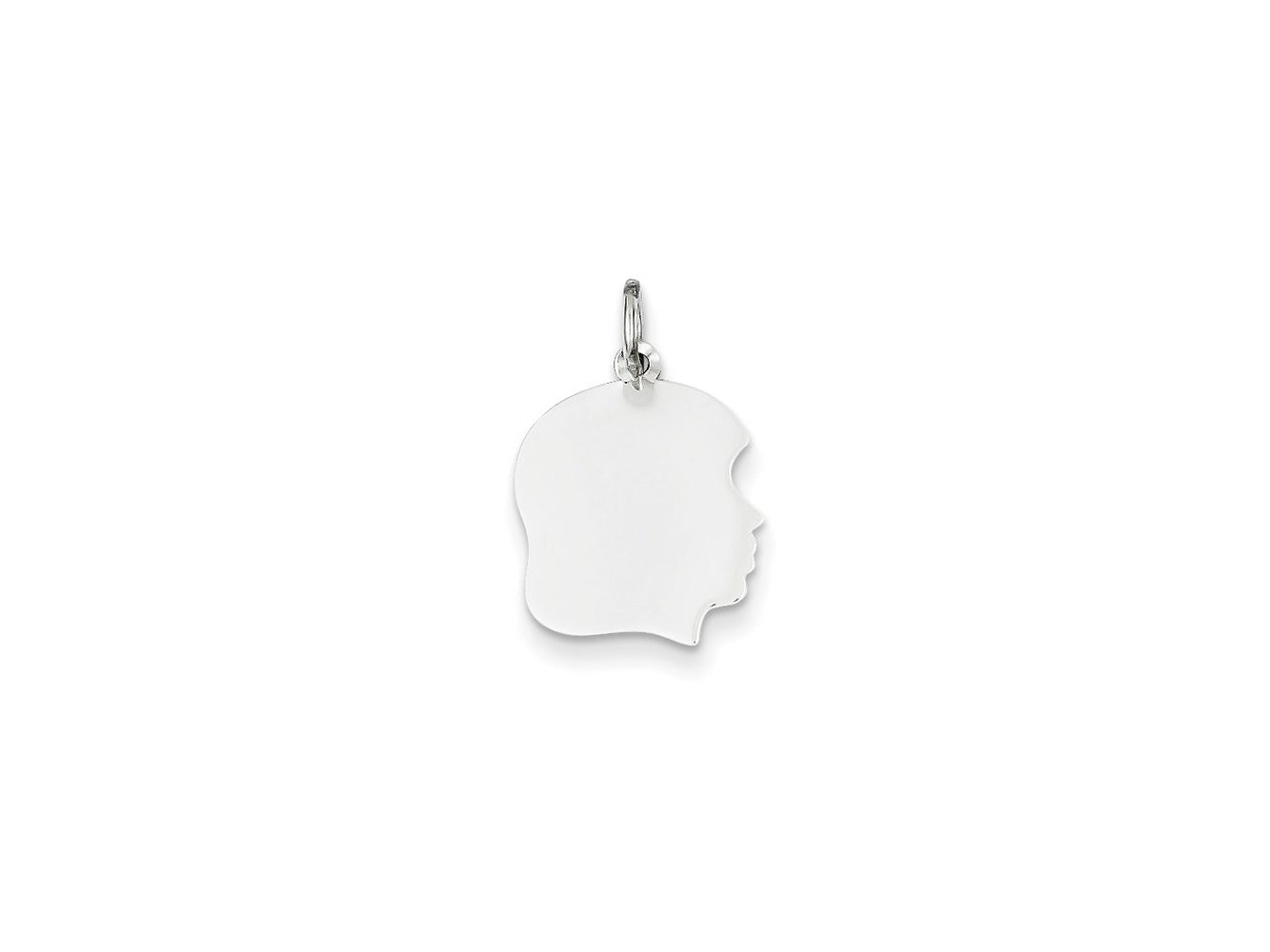 FJC Finejewelers 14 kt White Gold Personalized White Plain Medium.035 Depth Facing Right Engravable Girl Charm 22 x 13 m