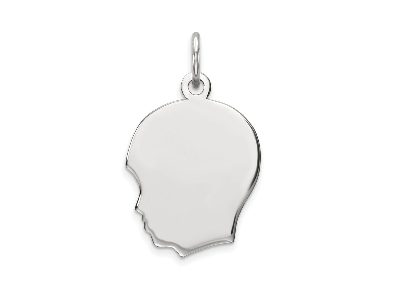 FJC Finejewelers 14 kt White Gold Personalized White Plain Medium.013 Depth Facing Left Engravable Boy Charm 22 x 13 mm