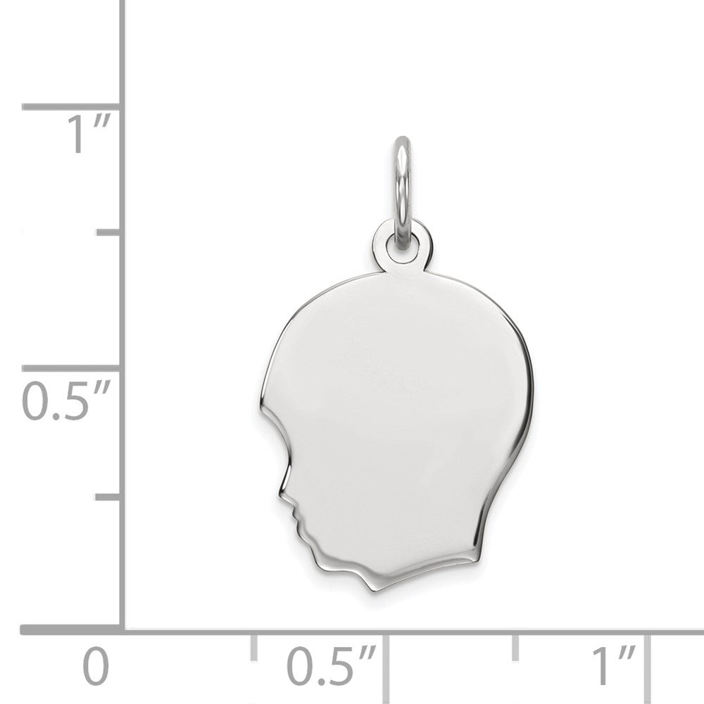FJC Finejewelers 14 kt White Gold Personalized White Plain Medium.027 Depth Facing Left Engravable Boy Charm 22 x 13 mm