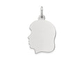 FJC Finejewelers 14 kt White Gold Personalized White Plain Medium.011 Depth Facing Left Engravable Girl Charm 22 x 13 mm