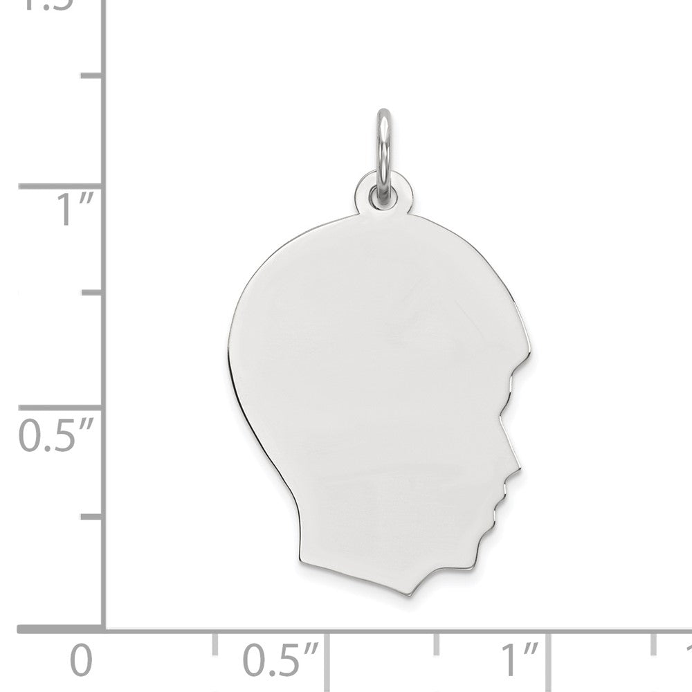 FJC Finejewelers 14 kt White Gold Personalized White Plain Medium.009 Depth Facing Right Engravable Boy Charm 27 x 17 mm
