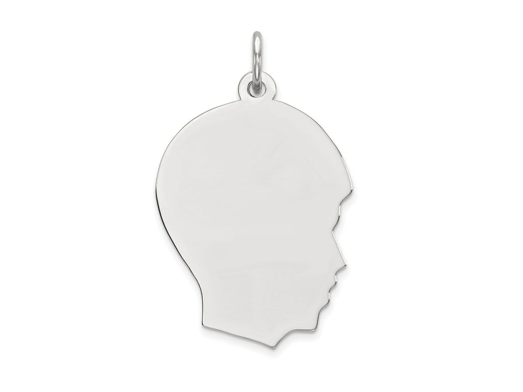 FJC Finejewelers 14 kt White Gold Personalized White Plain Medium.035 Depth Facing Right Engravable Boy Charm 27 x 17 mm