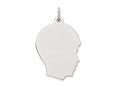 FJC Finejewelers 14 kt White Gold Personalized White Plain Medium.035 Depth Facing Right Engravable Boy Charm 27 x 17 mm
