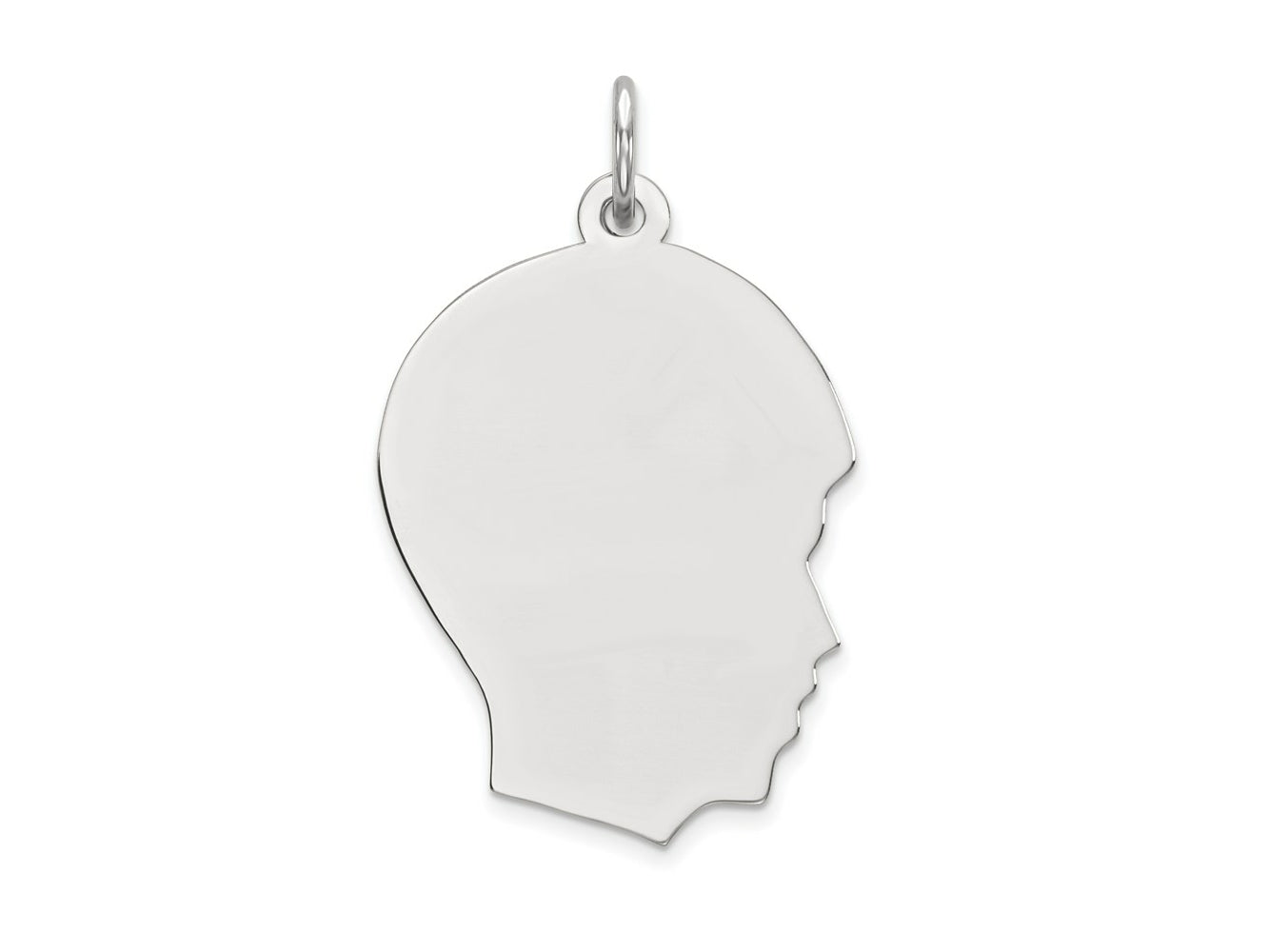 FJC Finejewelers 14 kt White Gold Personalized White Plain Medium.035 Depth Facing Right Engravable Boy Charm 27 x 17 mm