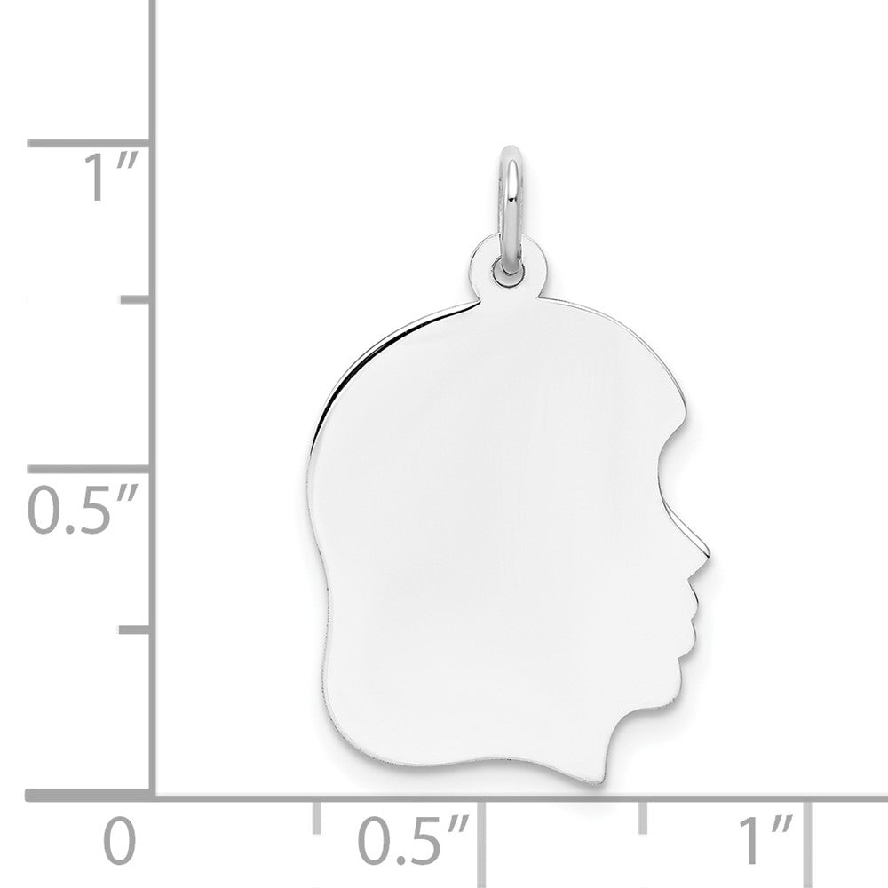 FJC Finejewelers 14 kt White Gold Personalized White Plain Medium.018 Depth Facing Right Engravable Girl Charm 27 x 17 m