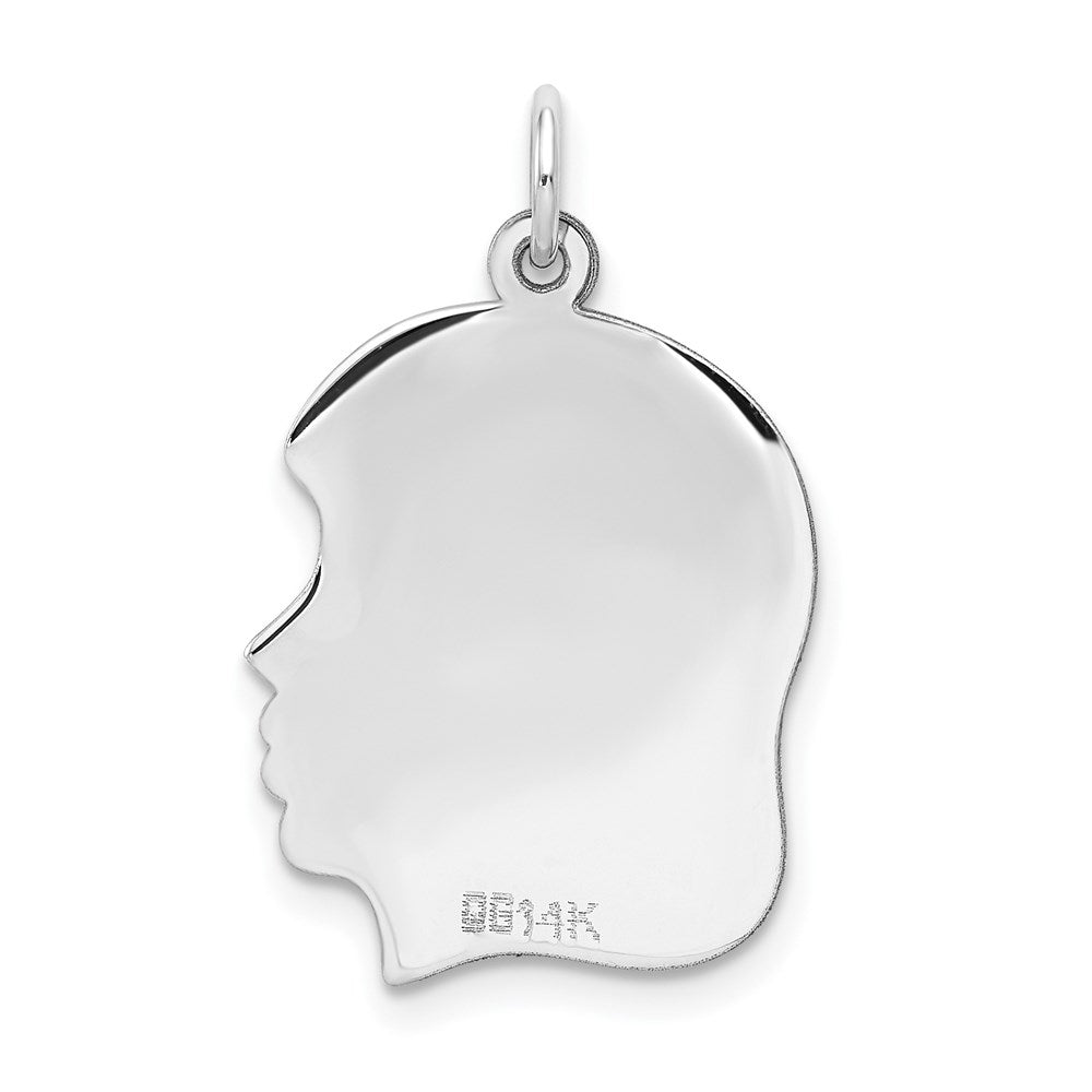 FJC Finejewelers 14 kt White Gold Personalized White Plain Medium.018 Depth Facing Right Engravable Girl Charm 27 x 17 m