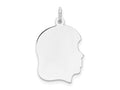 FJC Finejewelers 14 kt White Gold Personalized White Plain Medium.018 Depth Facing Right Engravable Girl Charm 27 x 17 m
