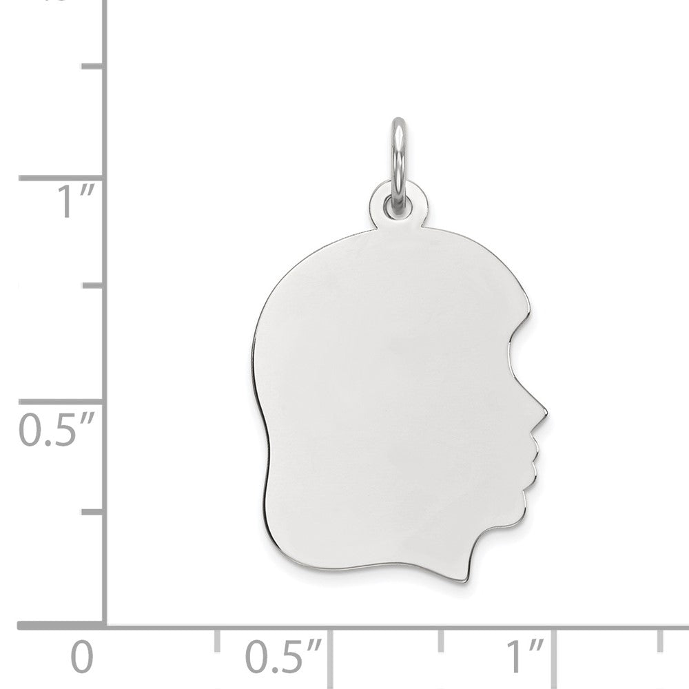 FJC Finejewelers 14 kt White Gold Personalized White Plain Medium.027 Depth Facing Right Engravable Girl Charm 27 x 17 m