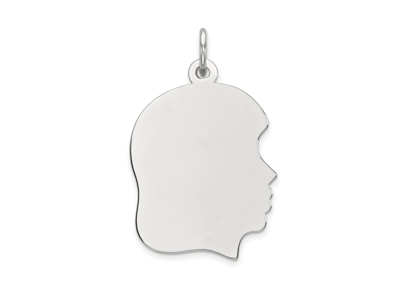 FJC Finejewelers 14 kt White Gold Personalized White Plain Medium.027 Depth Facing Right Engravable Girl Charm 27 x 17 m