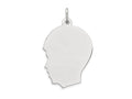 FJC Finejewelers 14 kt White Gold Personalized White Plain Medium.011 Depth Facing Left Engravable Boy Charm 27 x 17 mm