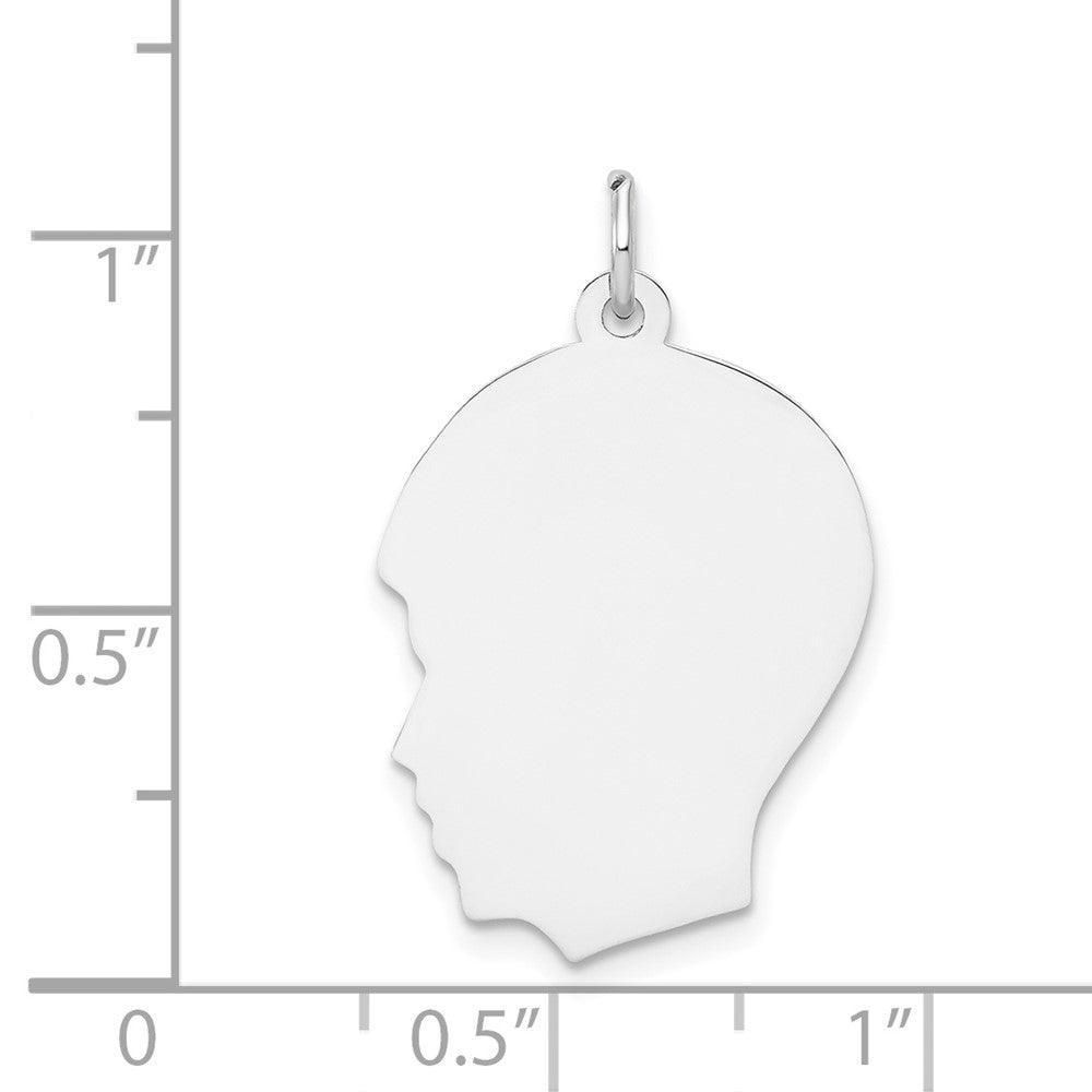 FJC Finejewelers 14 kt White Gold Personalized White Plain Medium.018 Depth Facing Left Engravable Boy Charm 27 x 17 mm