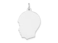 FJC Finejewelers 14 kt White Gold Personalized White Plain Medium.018 Depth Facing Left Engravable Boy Charm 27 x 17 mm