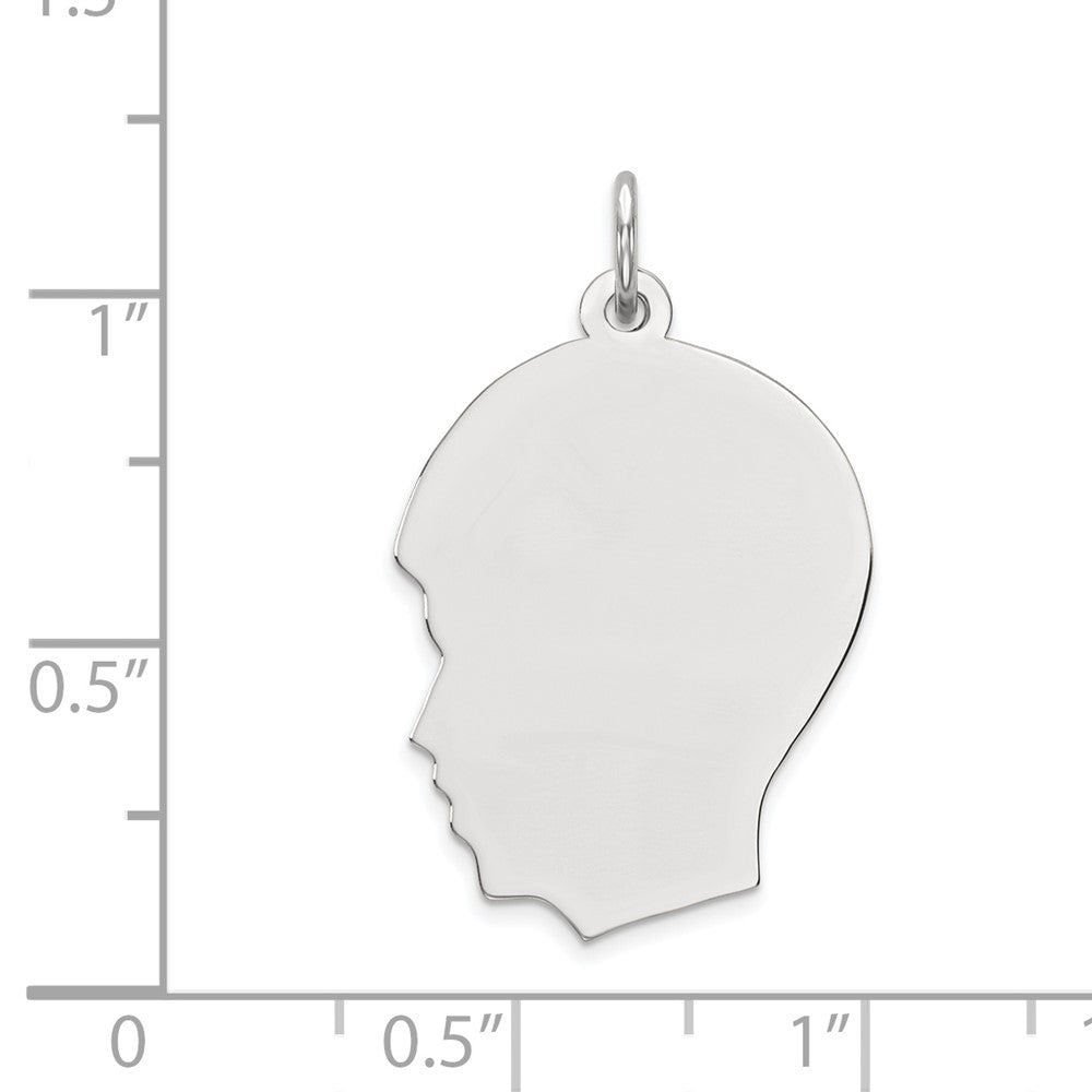 FJC Finejewelers 14 kt White Gold Personalized White Plain Medium.027 Depth Facing Left Engravable Boy Charm 27 x 17 mm