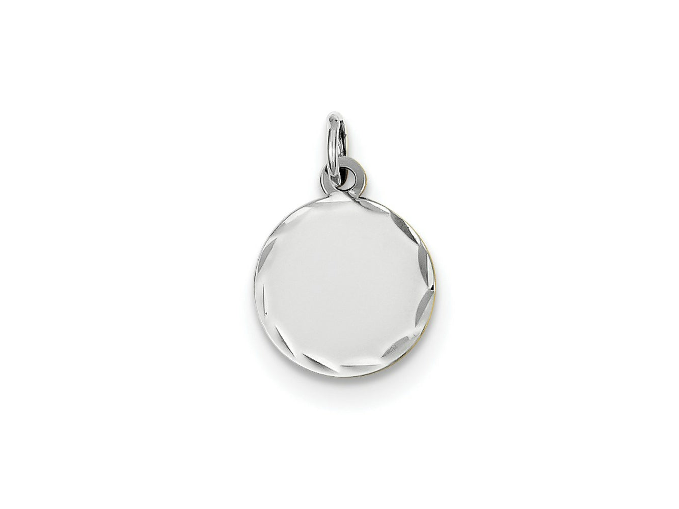 FJC Finejewelers 14 kt White Gold Bright Cut Etched .009 Gauge Engraveable Round Disc Charm 20 mm x 13 mm