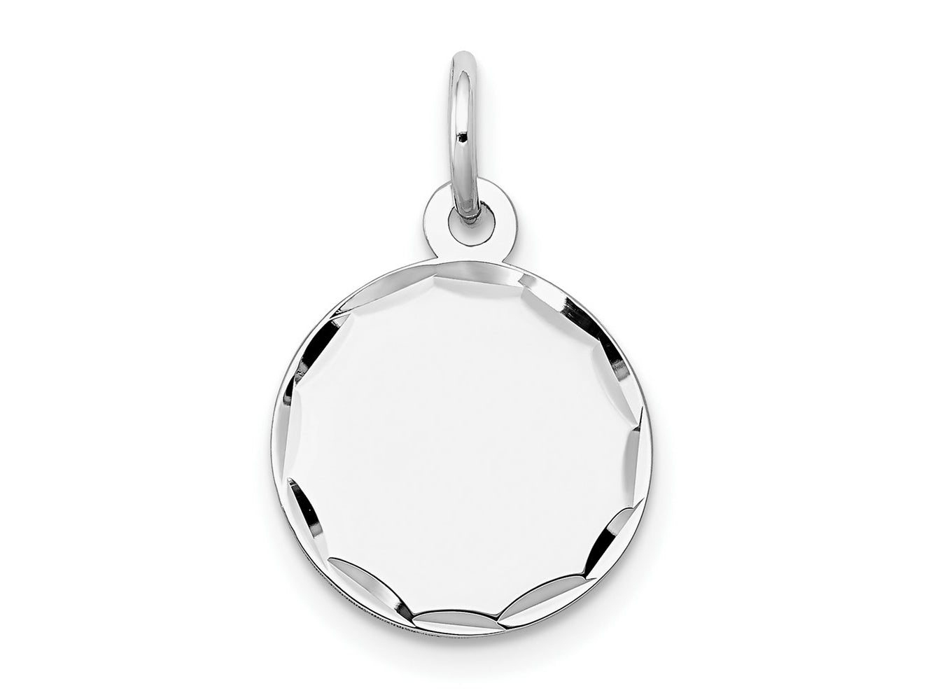FJC Finejewelers 14 kt White Gold Bright Cut Etched .018 Gauge Engraveable Round Disc Charm 20 mm x 13 mm