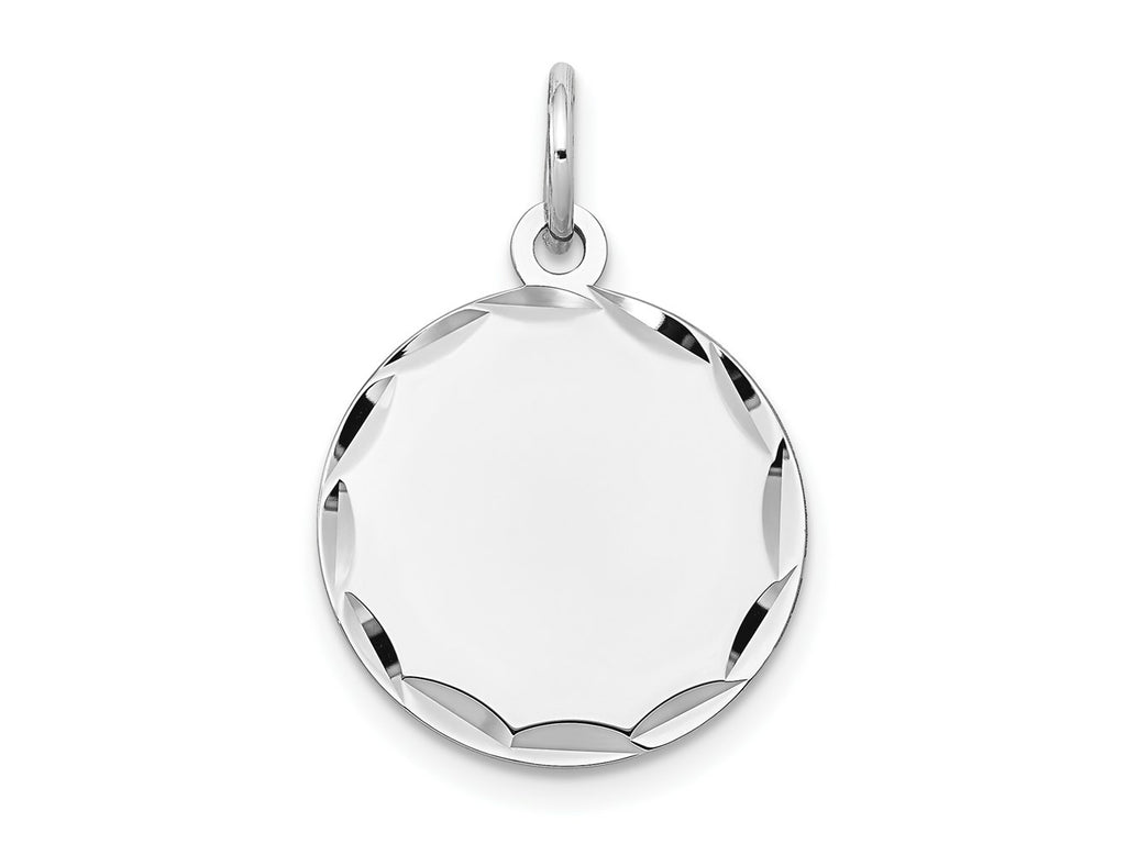 FJC Finejewelers 14 kt White Gold Bright Cut Etched .018 Gauge Engraveable Round Disc Charm 23 mm x 16 mm