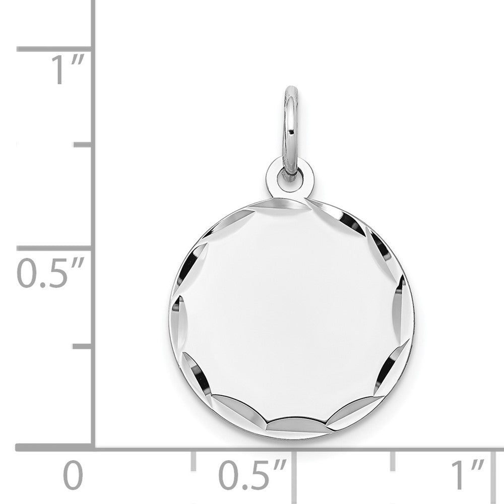 FJC Finejewelers 14 kt White Gold Bright Cut Etched .027 Gauge Engraveable Round Disc Charm 23 mm x 16 mm