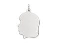 FJC Finejewelers 14 kt White Gold Personalized White Plain Medium.027 Depth Facing Left Engravable Girl Charm 27 x 17 mm