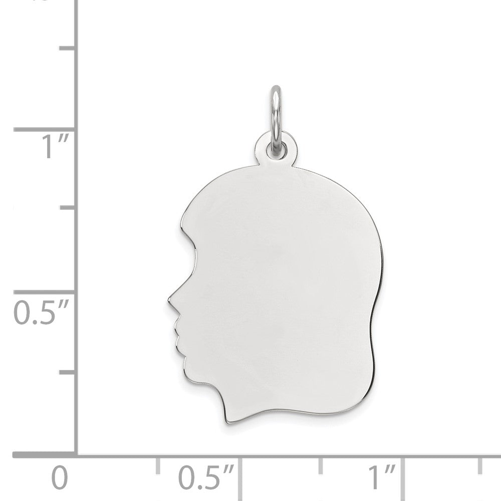 FJC Finejewelers 14 kt White Gold Personalized White Plain Medium.035 Depth Facing Left Engravable Girl Charm 27 x 17 mm