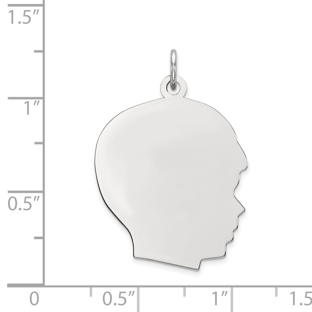 FJC Finejewelers 14 kt White Gold Personalized White Plain Large.013 Depth Facing Right Engravable Boy Charm 30 x 20 mm
