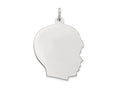 FJC Finejewelers 14 kt White Gold Personalized White Plain Large.013 Depth Facing Right Engravable Boy Charm 30 x 20 mm