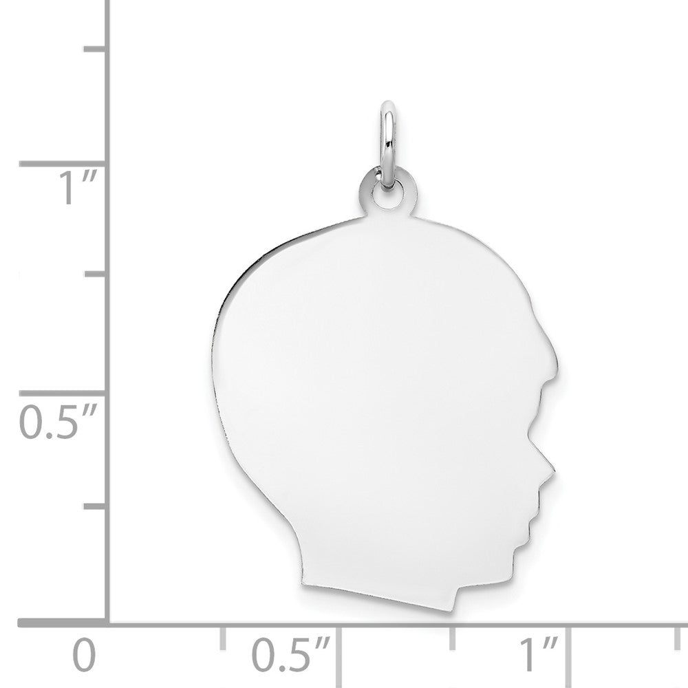 FJC Finejewelers 14 kt White Gold Personalized White Plain Large.018 Depth Facing Right Engravable Boy Charm 30 x 20 mm