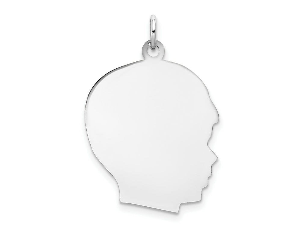FJC Finejewelers 14 kt White Gold Personalized White Plain Large.018 Depth Facing Right Engravable Boy Charm 30 x 20 mm