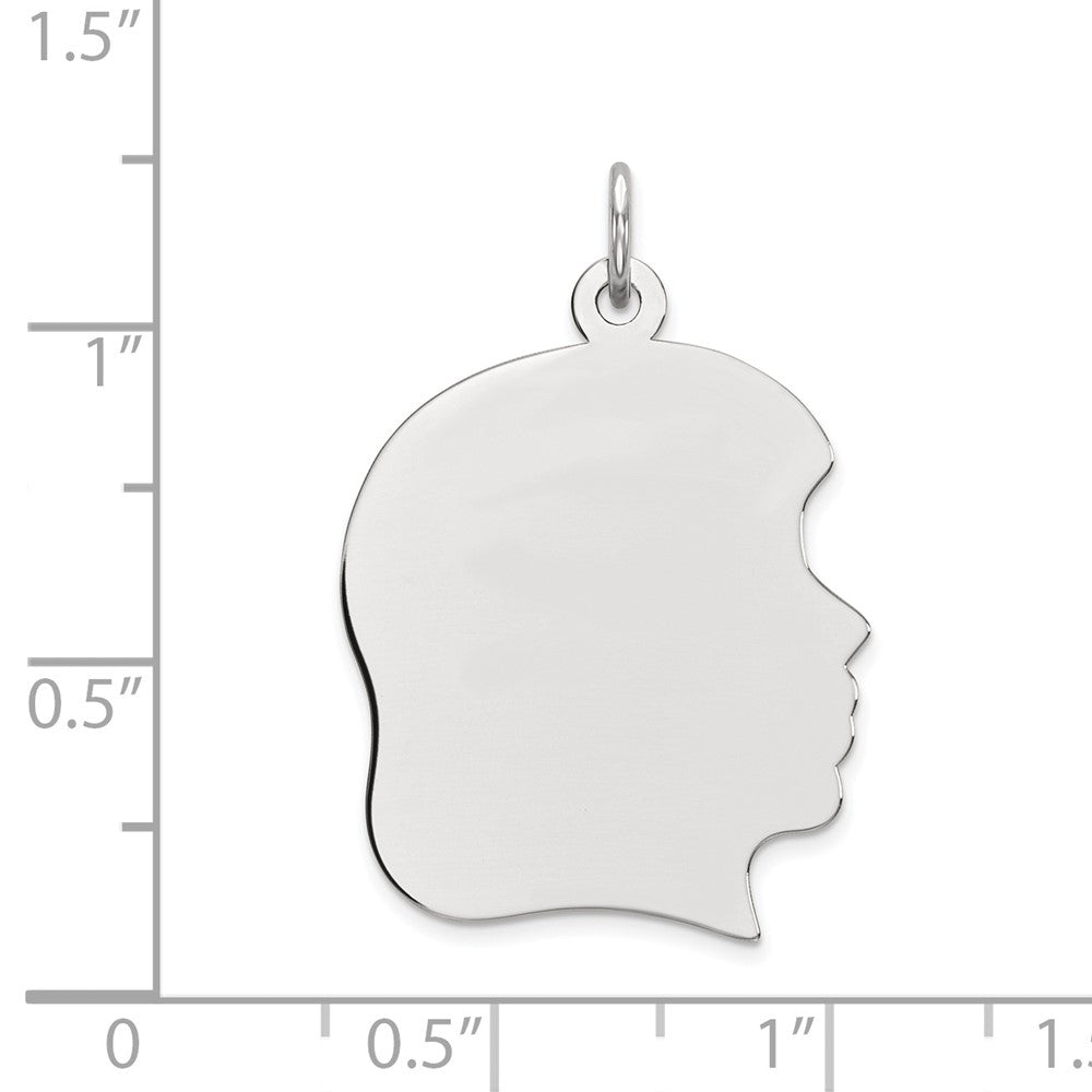FJC Finejewelers 14 kt White Gold Personalized White Plain Large.011 Depth Facing Right Engravable Girl Charm 30 x 20 mm