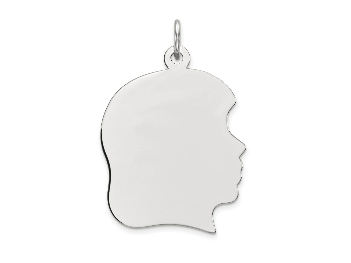 FJC Finejewelers 14 kt White Gold Personalized White Plain Large.011 Depth Facing Right Engravable Girl Charm 30 x 20 mm