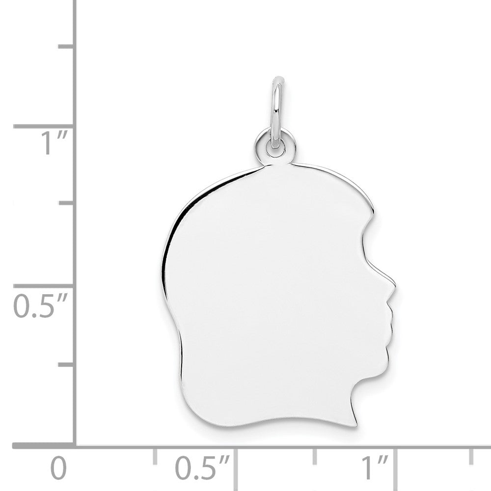 FJC Finejewelers 14 kt White Gold Personalized White Plain Large.018 Depth Facing Right Engravable Girl Charm 30 x 20 mm