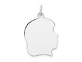 FJC Finejewelers 14 kt White Gold Personalized White Plain Large.018 Depth Facing Right Engravable Girl Charm 30 x 20 mm