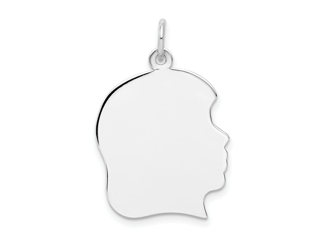 FJC Finejewelers 14 kt White Gold Personalized White Plain Large.018 Depth Facing Right Engravable Girl Charm 30 x 20 mm