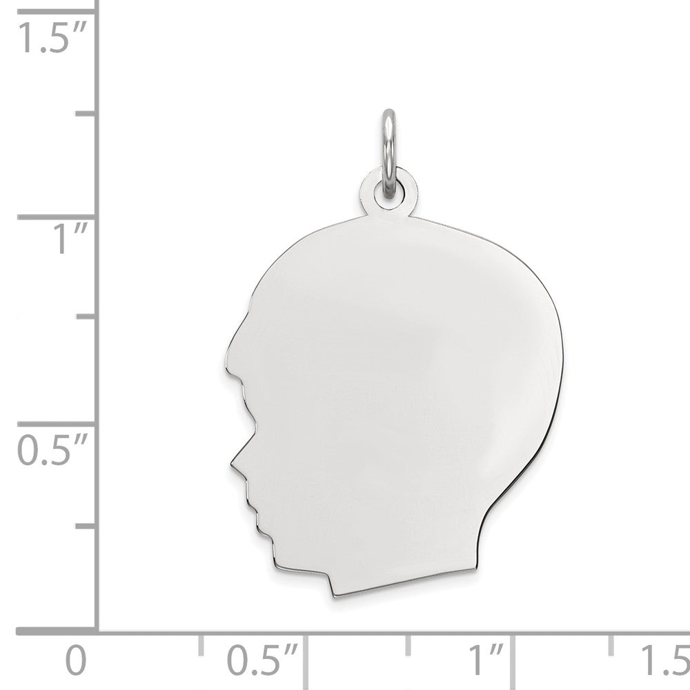 FJC Finejewelers 14 kt White Gold Personalized White Plain Large.011 Depth Facing Left Engravable Boy Charm 30 x 20 mm
