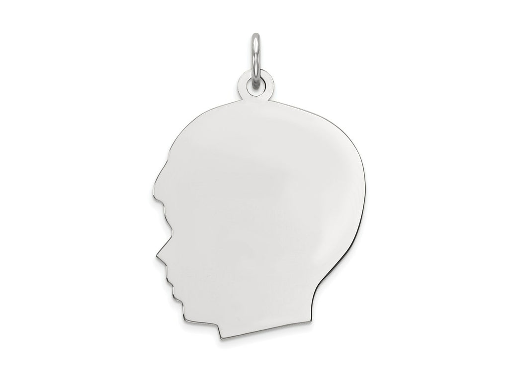 FJC Finejewelers 14 kt White Gold Personalized White Plain Large.013 Depth Facing Left Engravable Boy Charm 30 x 20 mm