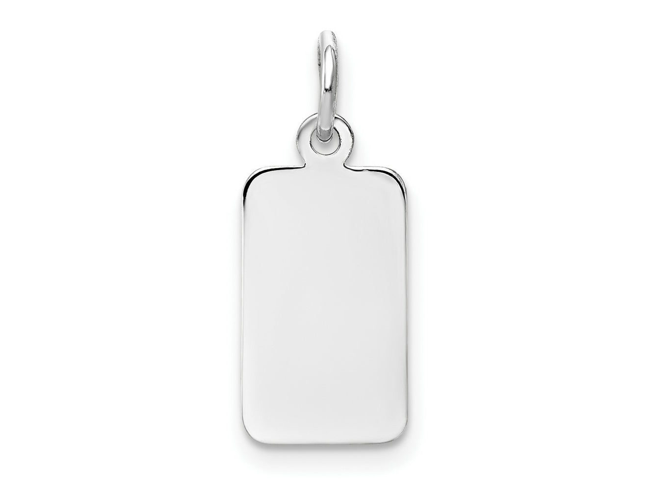 FJC Finejewelers 14 kt White Gold Personalized Plain .013 Gauge Rectangular Engravable Charm 19 x 8 mm