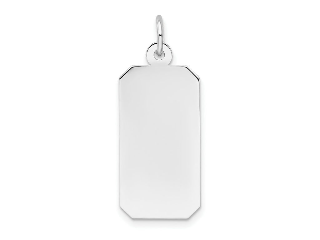 FJC Finejewelers 14 kt White Gold Personalized Plain .027 Gauge Rectangular Engravable Charm 25 x 11 mm