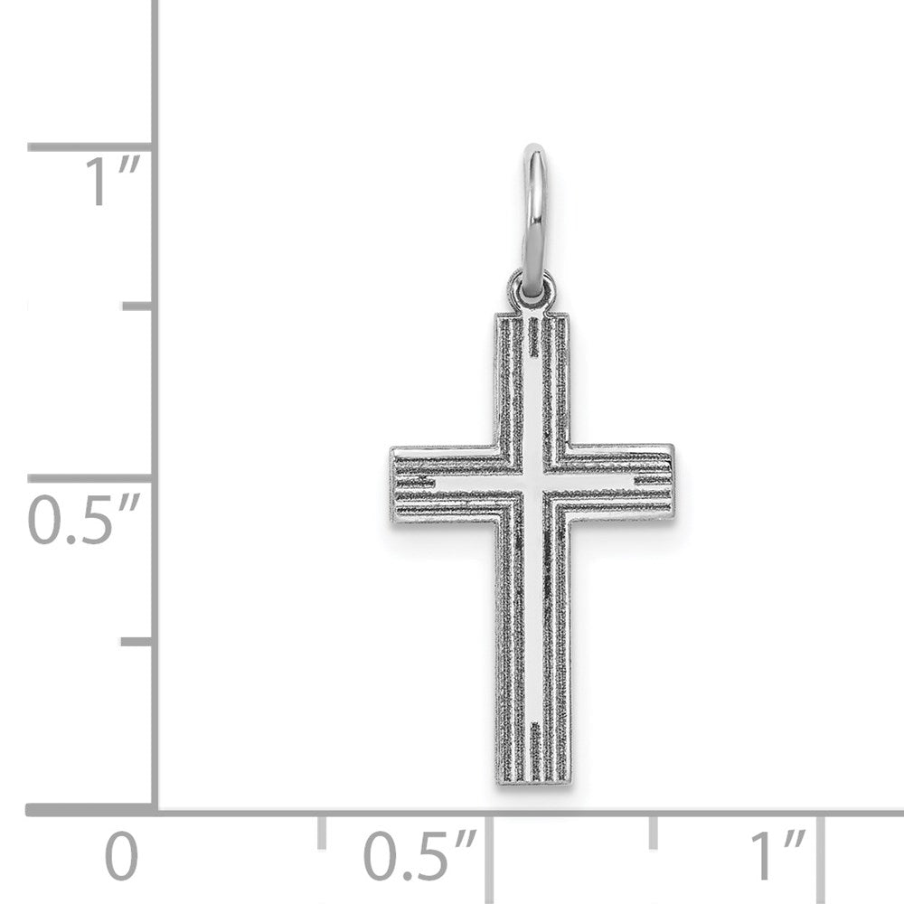 FJC Finejewelers 14 kt White Gold Solid Laser Etched Cross Charm 25 mm x 12 mm