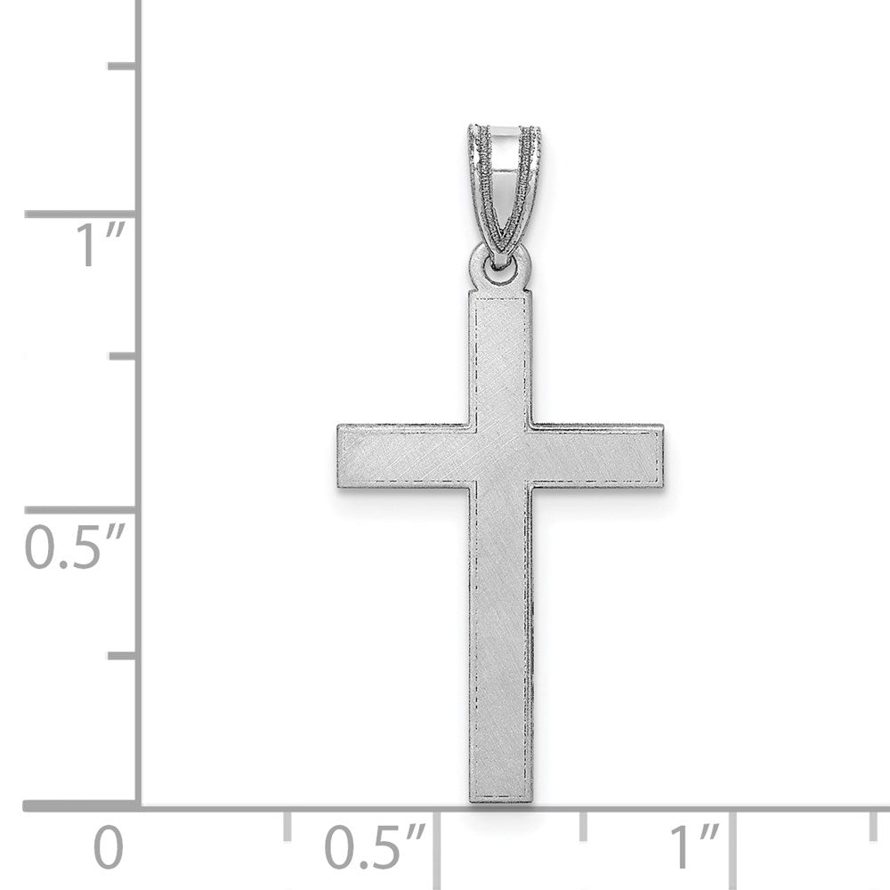 FJC Finejewelers 14 kt White Gold Florentine Satin Latin Cross Charm 28 mm x 15 mm