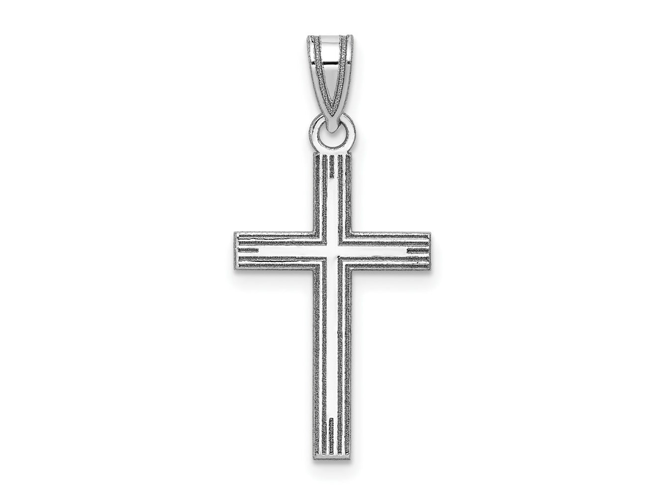 FJC Finejewelers 14 kt White Gold Solid Laser Etched Cross Charm 28 mm x 15 mm